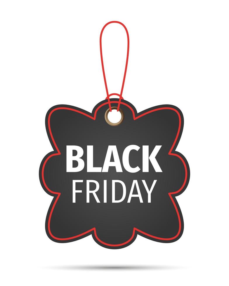Black Friday sales tag. Black friday design, sale, discount, advertising, marketing price tag. Clothes, furnishings, cars, food sale, vector