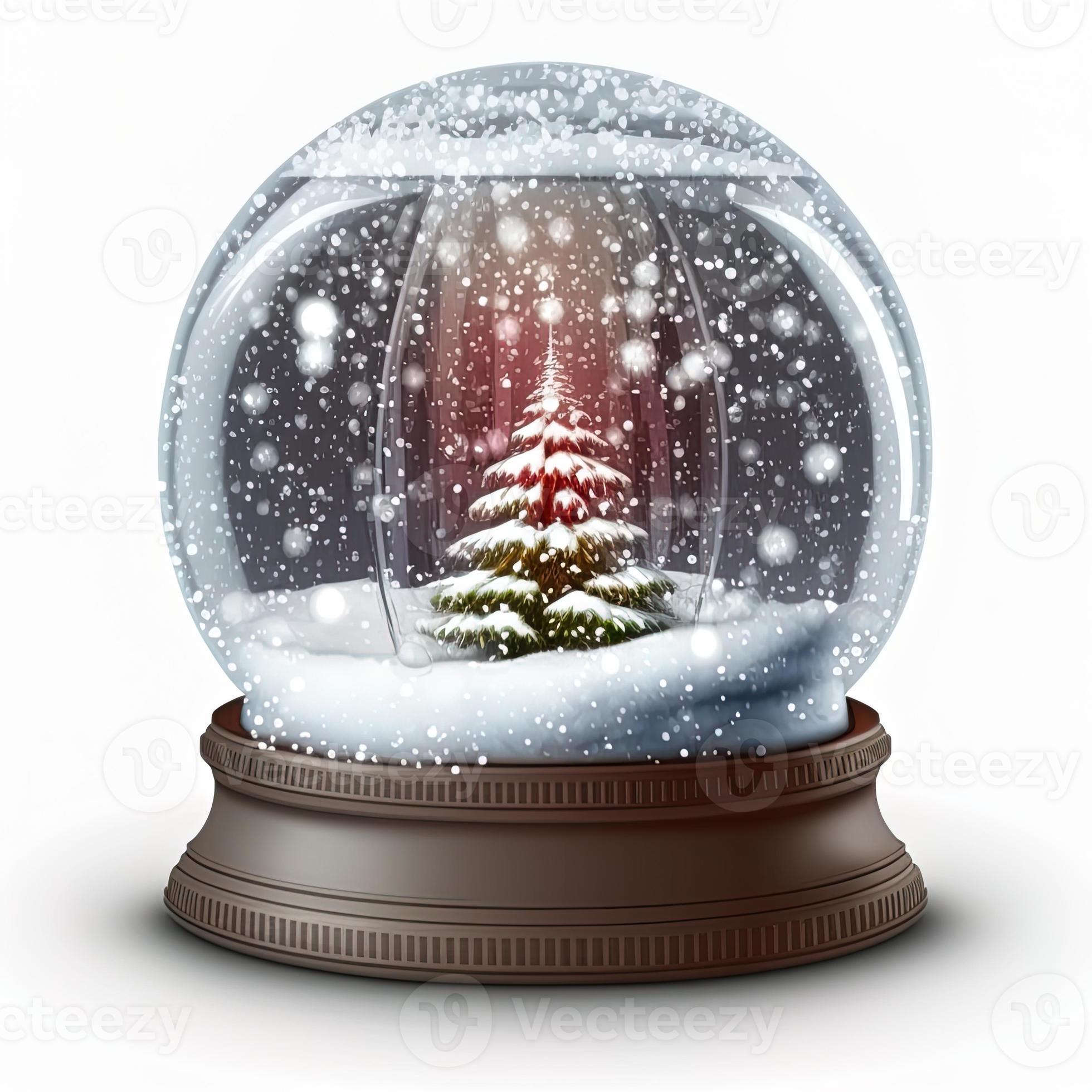 3d christmas snow globe on isolated white background Holiday 3d christmas snow globe on isolated white background Holiday