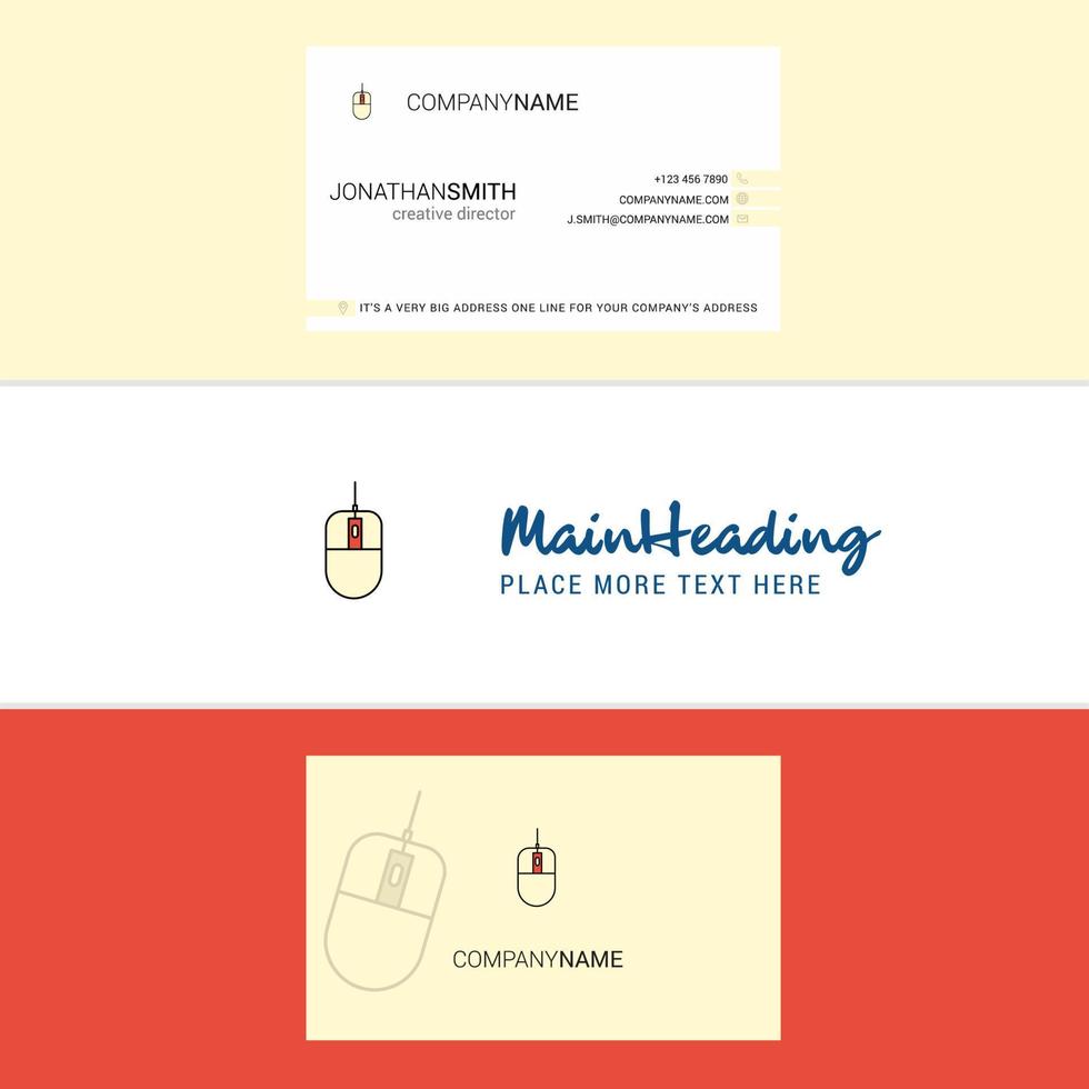 Beautiful Mouse Logo and business card vertical Design Vector