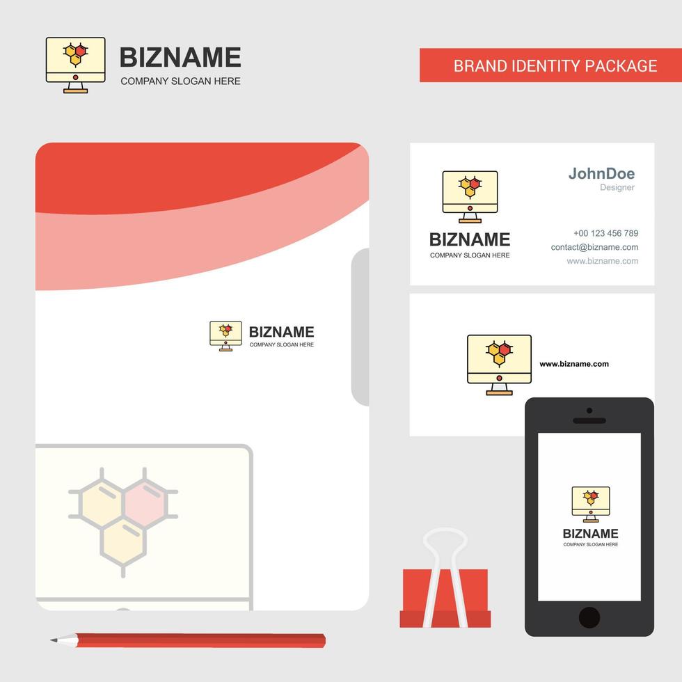 Computer screen Business Logo File Cover Visiting Card and Mobile App Design Vector Illustration