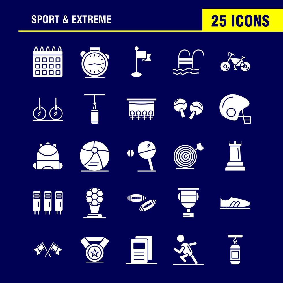 Sport And Extreme Solid Glyph Icons Set For Infographics Mobile UXUI Kit And Print Design Include Calendar Day Time Date Time Clock Watch Timer Icon Set Vector