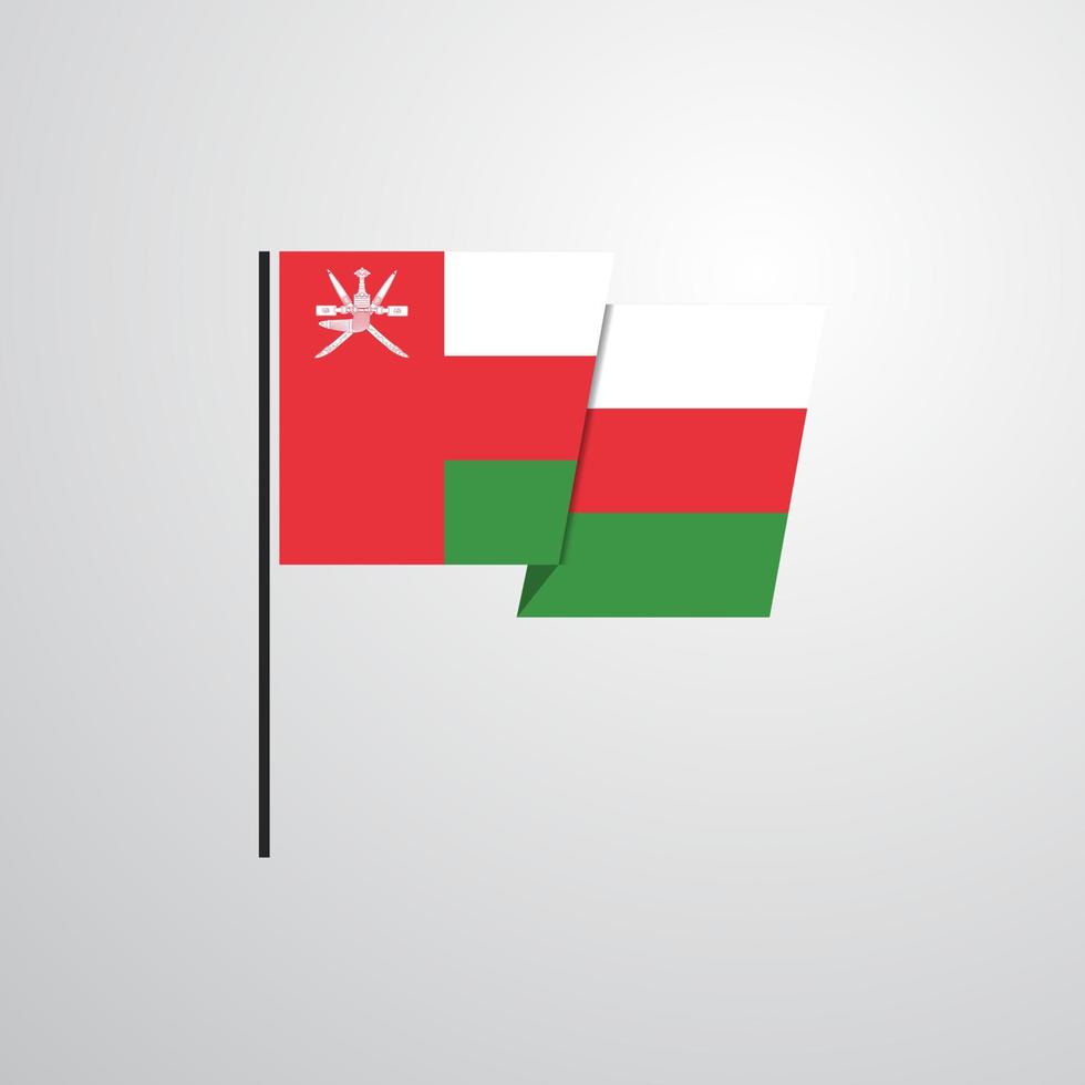 vector de diseño de bandera ondeante de omán
