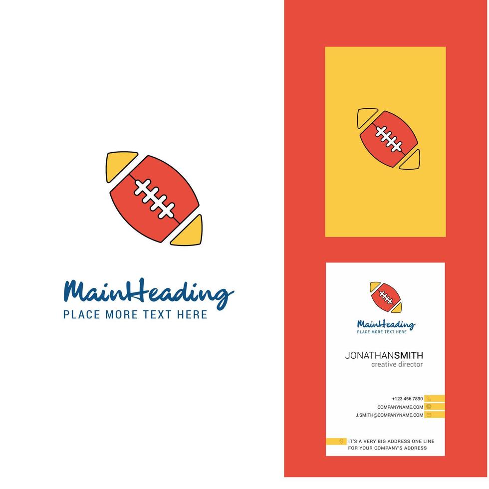 vector de diseño vertical de tarjeta de visita y logotipo creativo de pelota de rugby