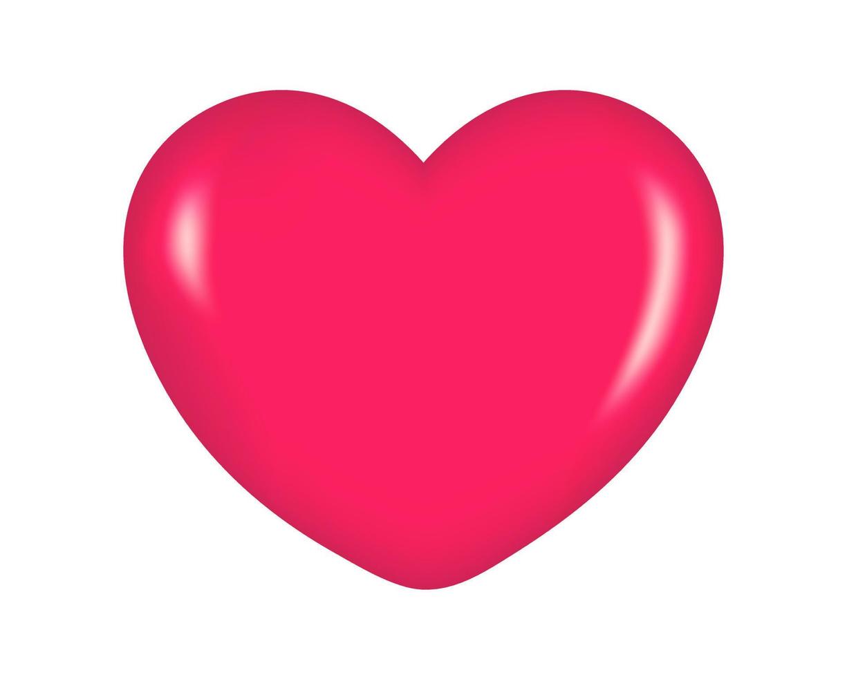 Pink 3D heart vector