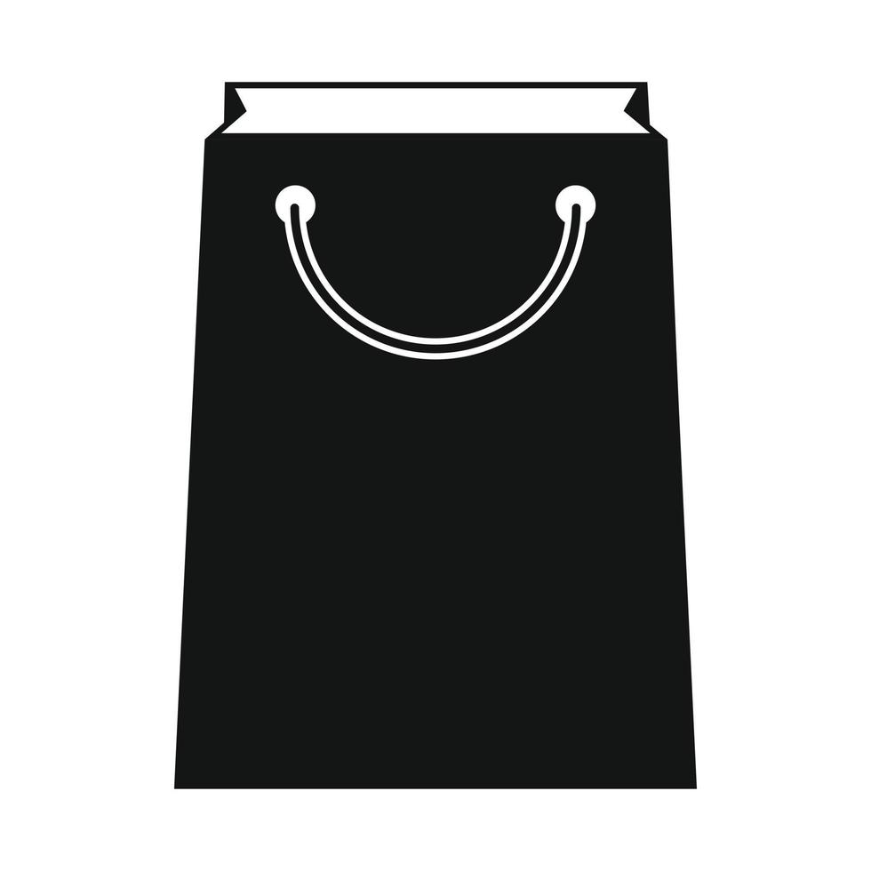 Paper shopping bag black simple icon vector