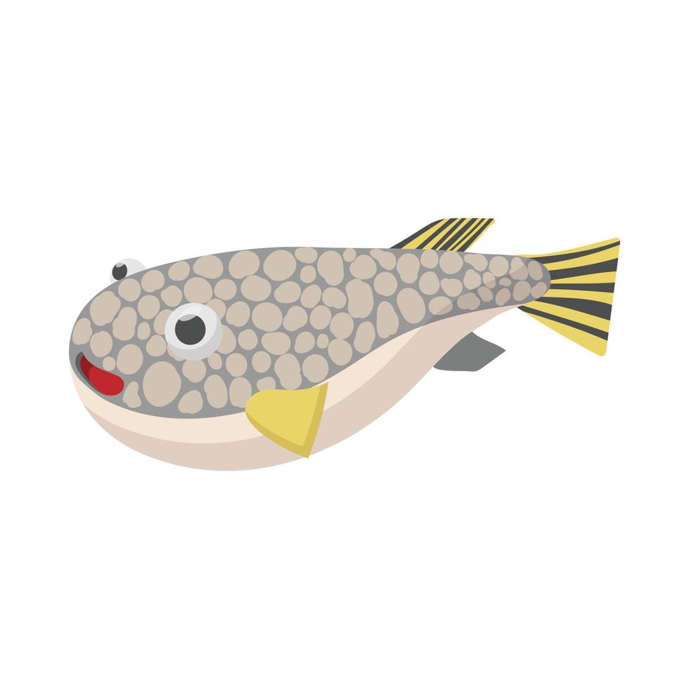 Fugu fish icon, cartoon style vector