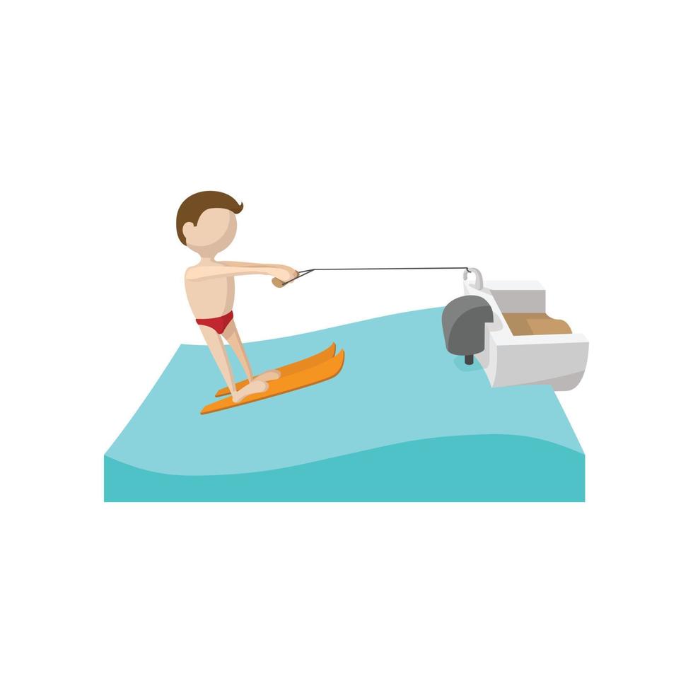 Water skiing cartoon icon vector