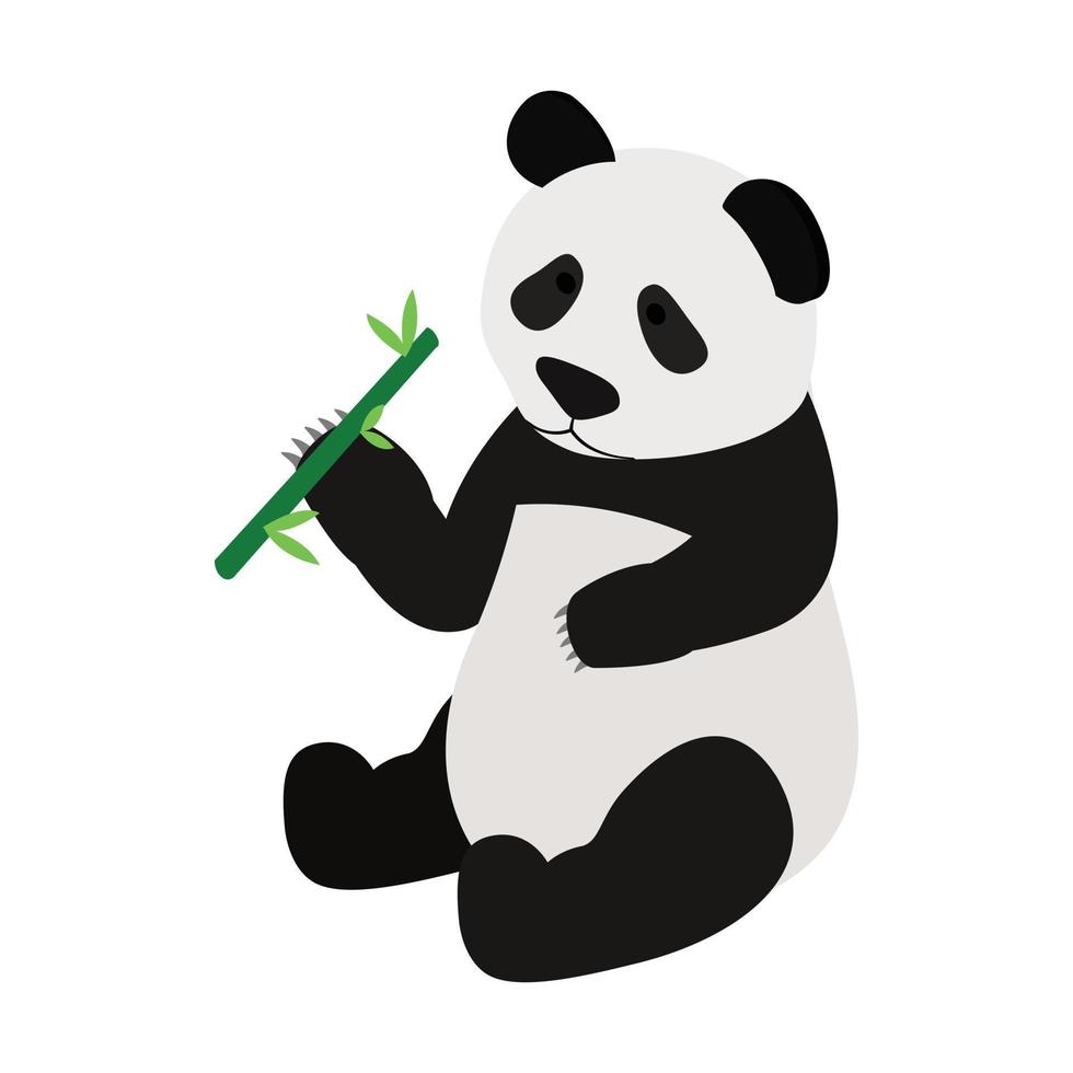 Panda bear eating bamboo shoot icon vector