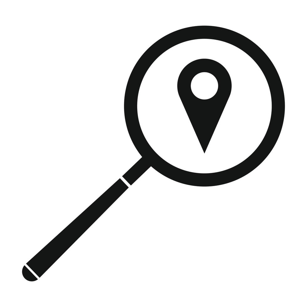 Magnifying glass with a map mark vector
