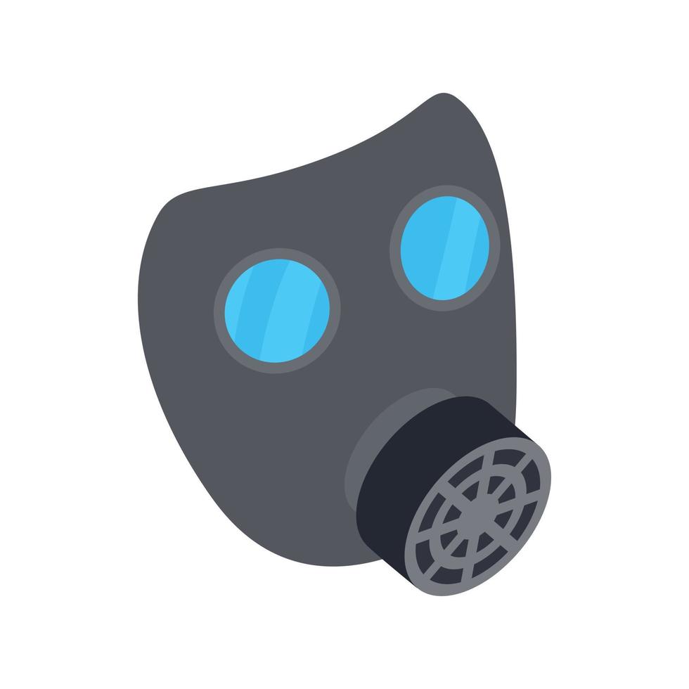 Black gas mask icon, isometric 3d style vector