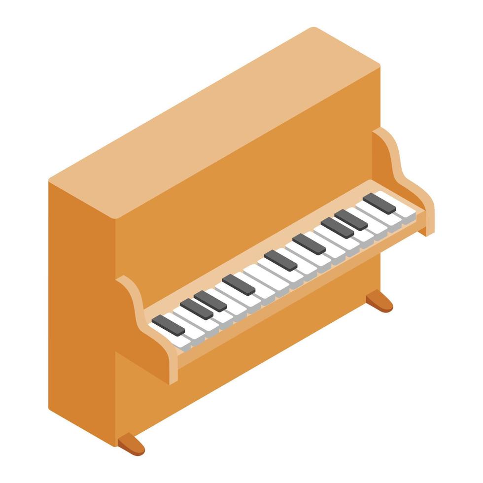 Brown upright piano icon, isometric 3d style vector