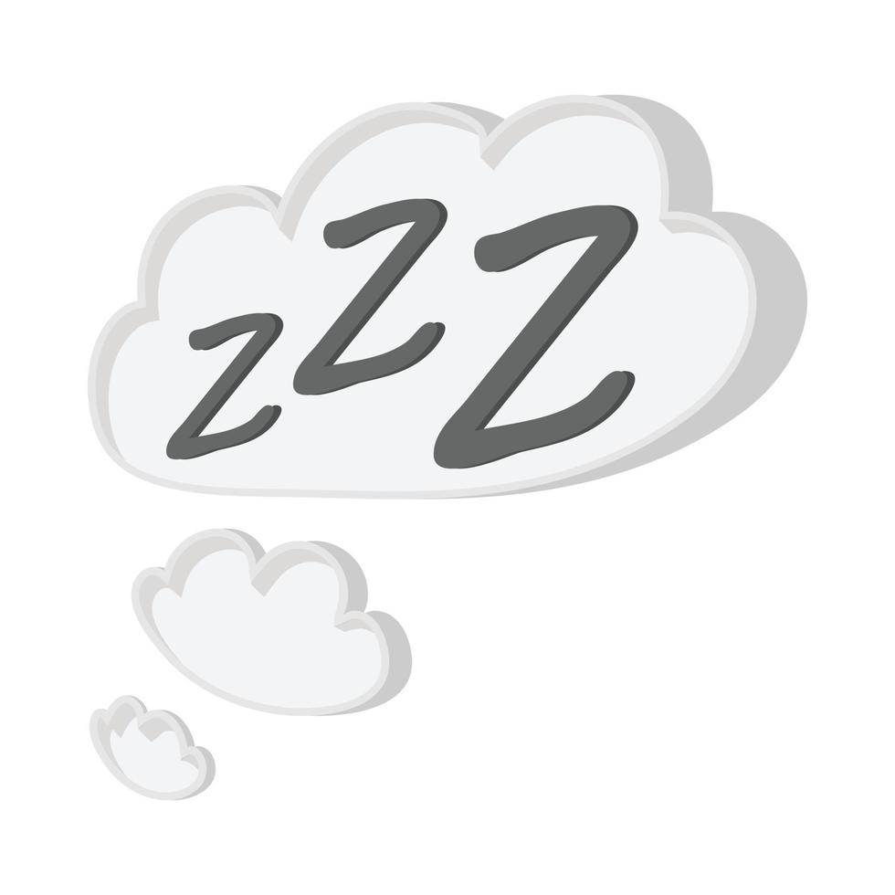 White cloud with ZZZ cartoon icon vector