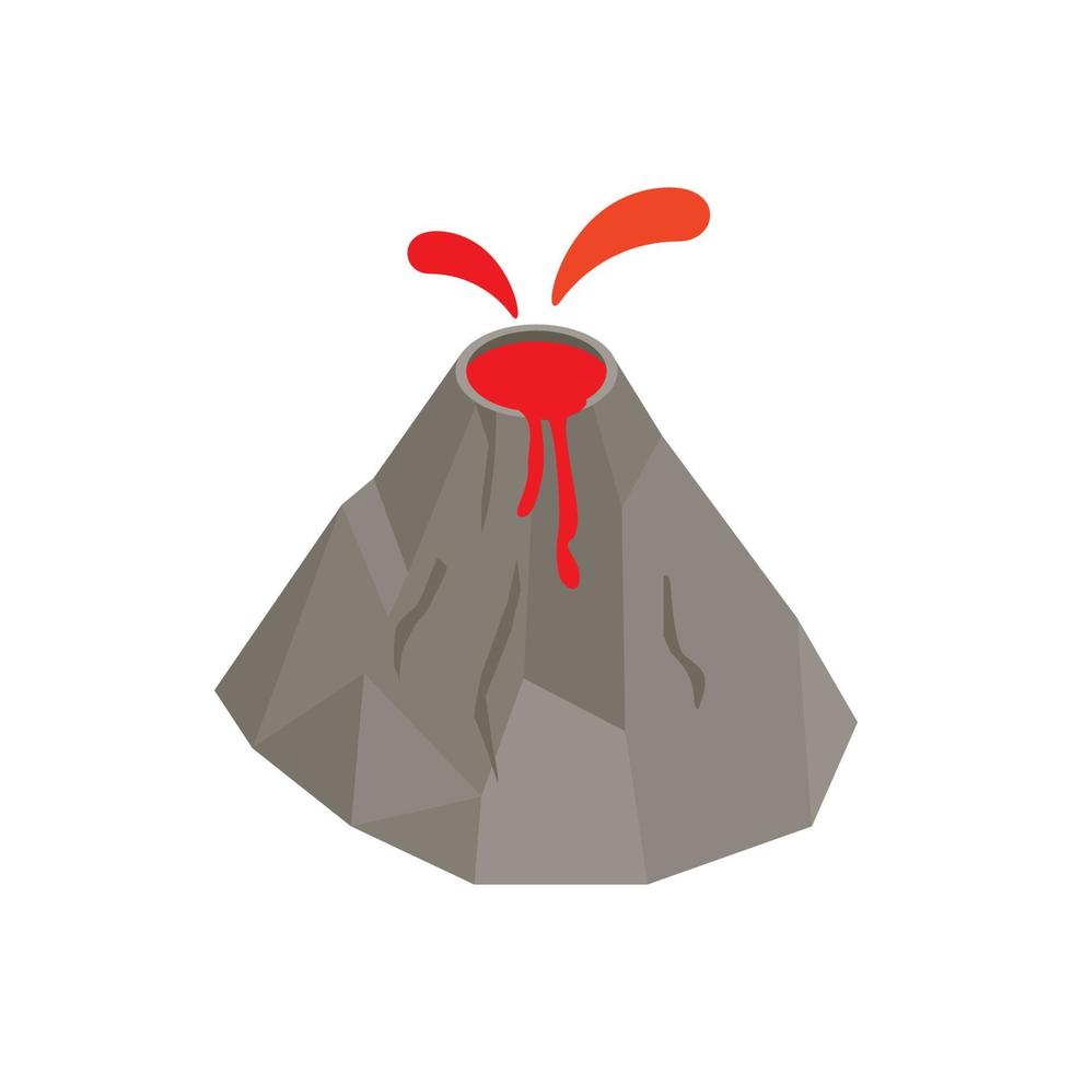 Volcano erupting icon, isometric 3d style vector