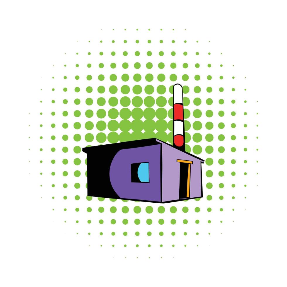 icono de construcción de fábrica, estilo comics vector