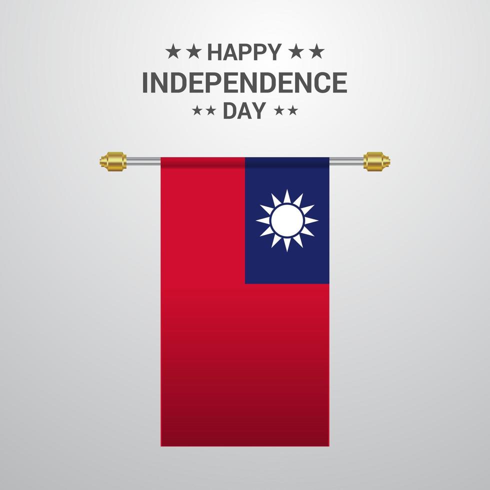 Taiwan Independence day hanging flag background vector