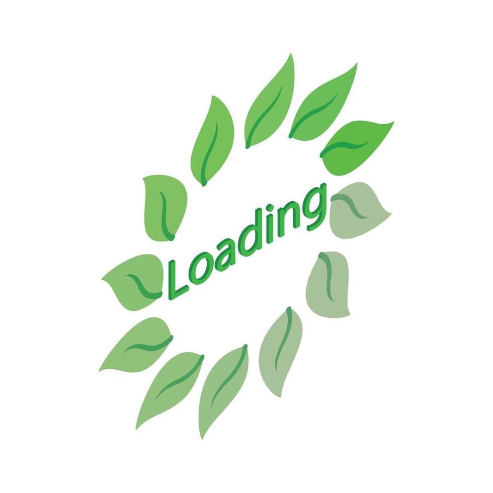 Green leaf loading circle sign icon vector