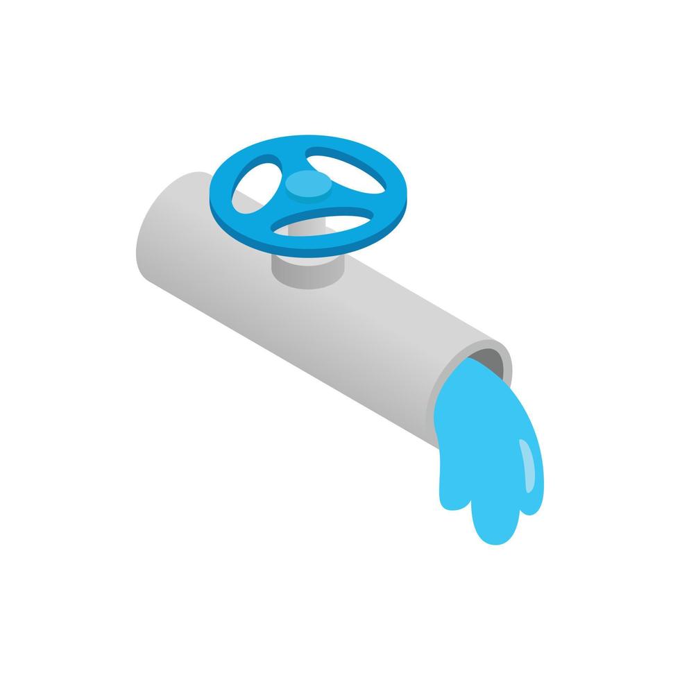 Water pipe with a blue valve icon vector