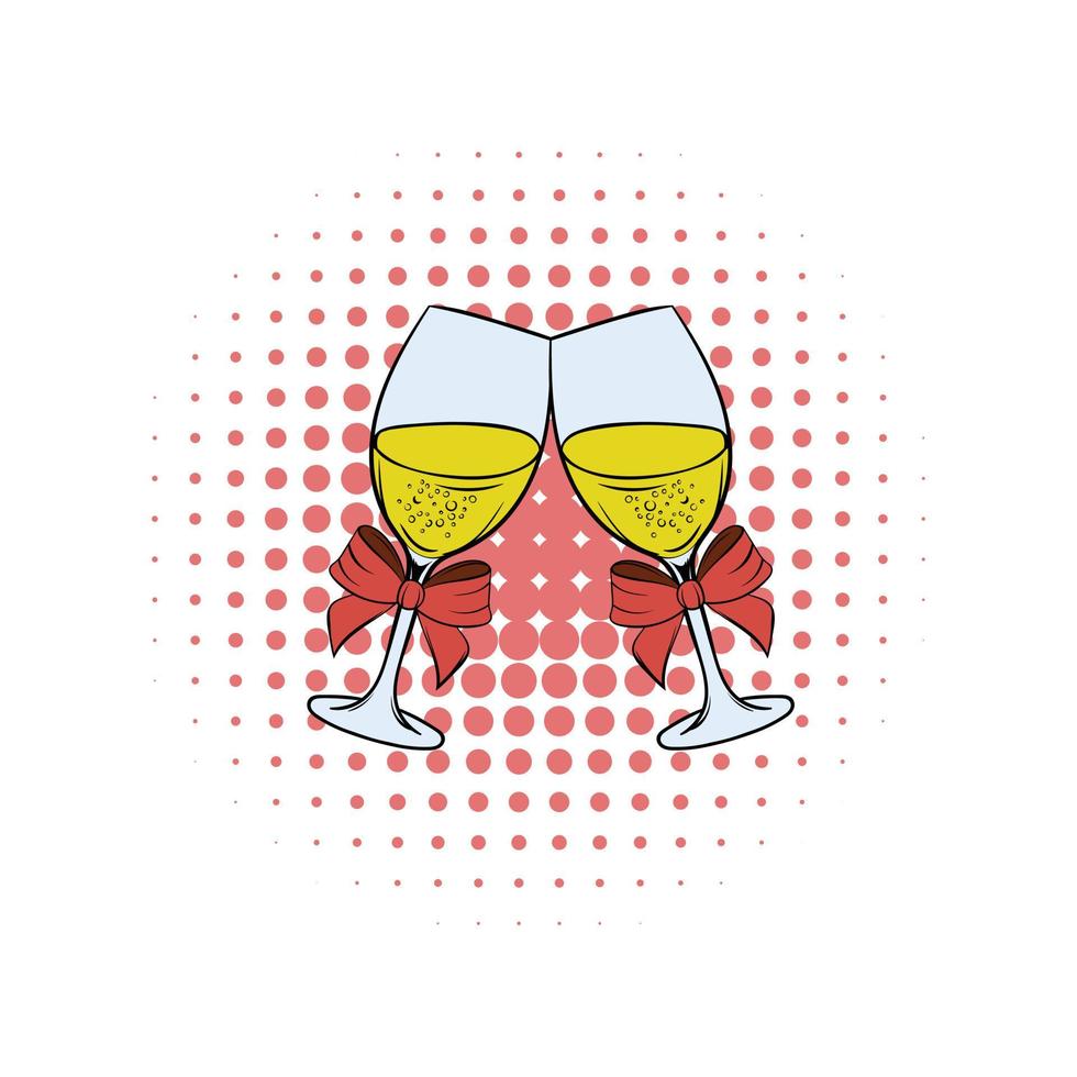 Two glasses of champagne comics icon vector