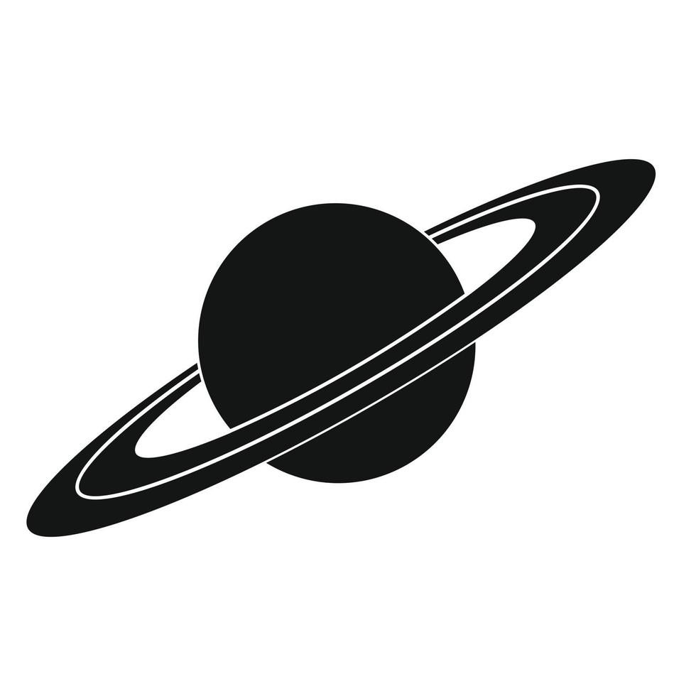 saturno negro simple icono vector