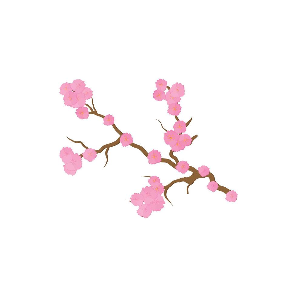 flor de cerezo, icono de flores de sakura, estilo de dibujos animados vector