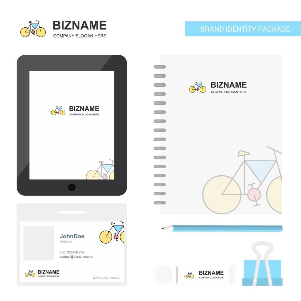 Cycle Business Logo Tab App Diary PVC Employee Card and USB Brand Stationary Package Design Vector Template