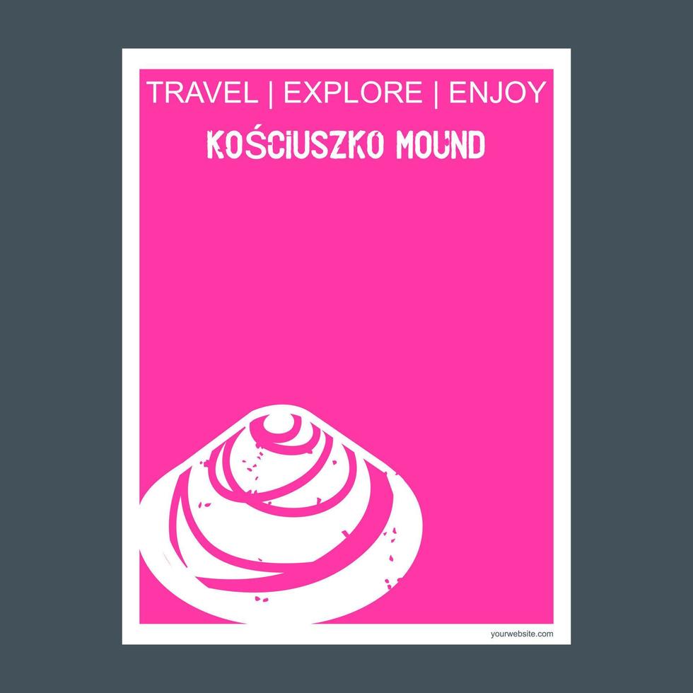 kosciuszko mound krakw polonia monumento hito folleto estilo plano y tipografía vector