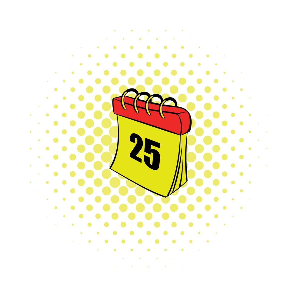 calendario 25 número comics icono vector