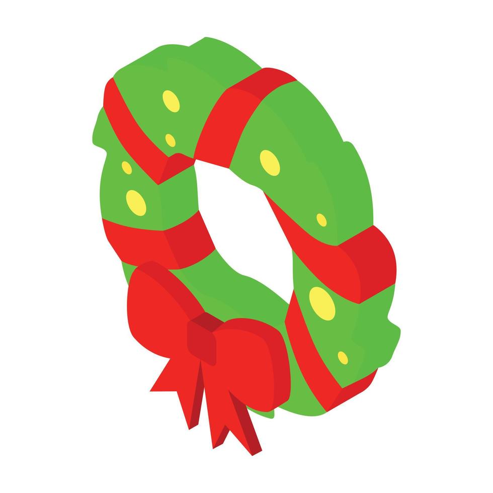 Christmas wreath isometric icon vector