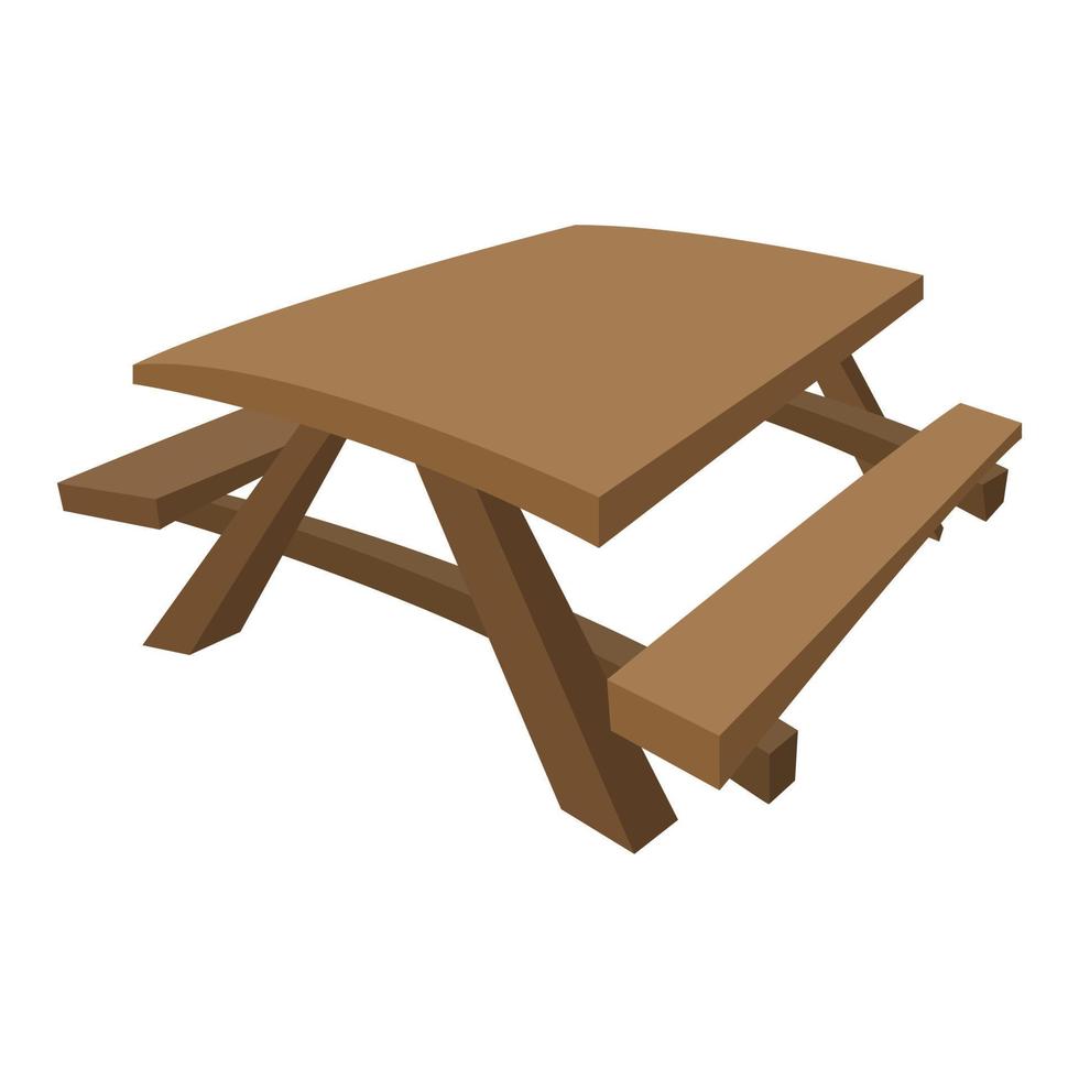 mesa de madera con dibujos animados de bancos vector