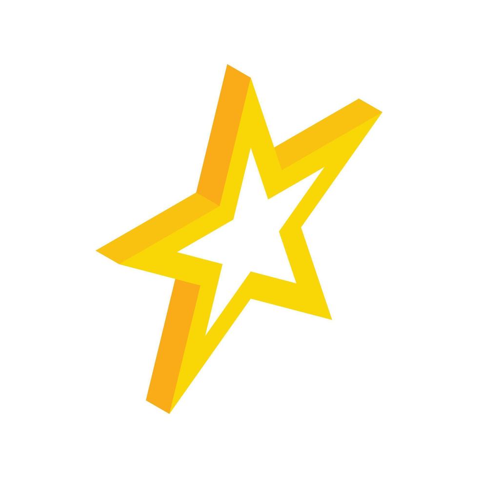 Gold star icon, isometric 3d style vector