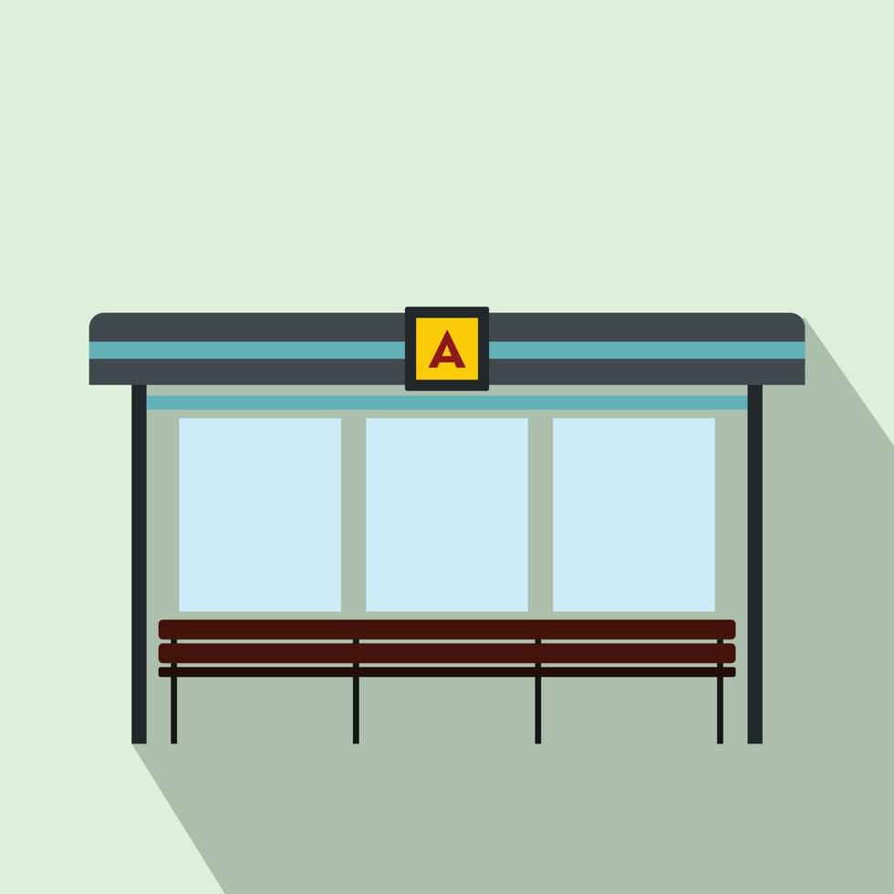 Bus station icon, flat style vector