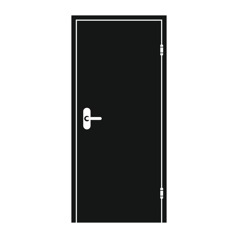 Black front door icon, simple style vector