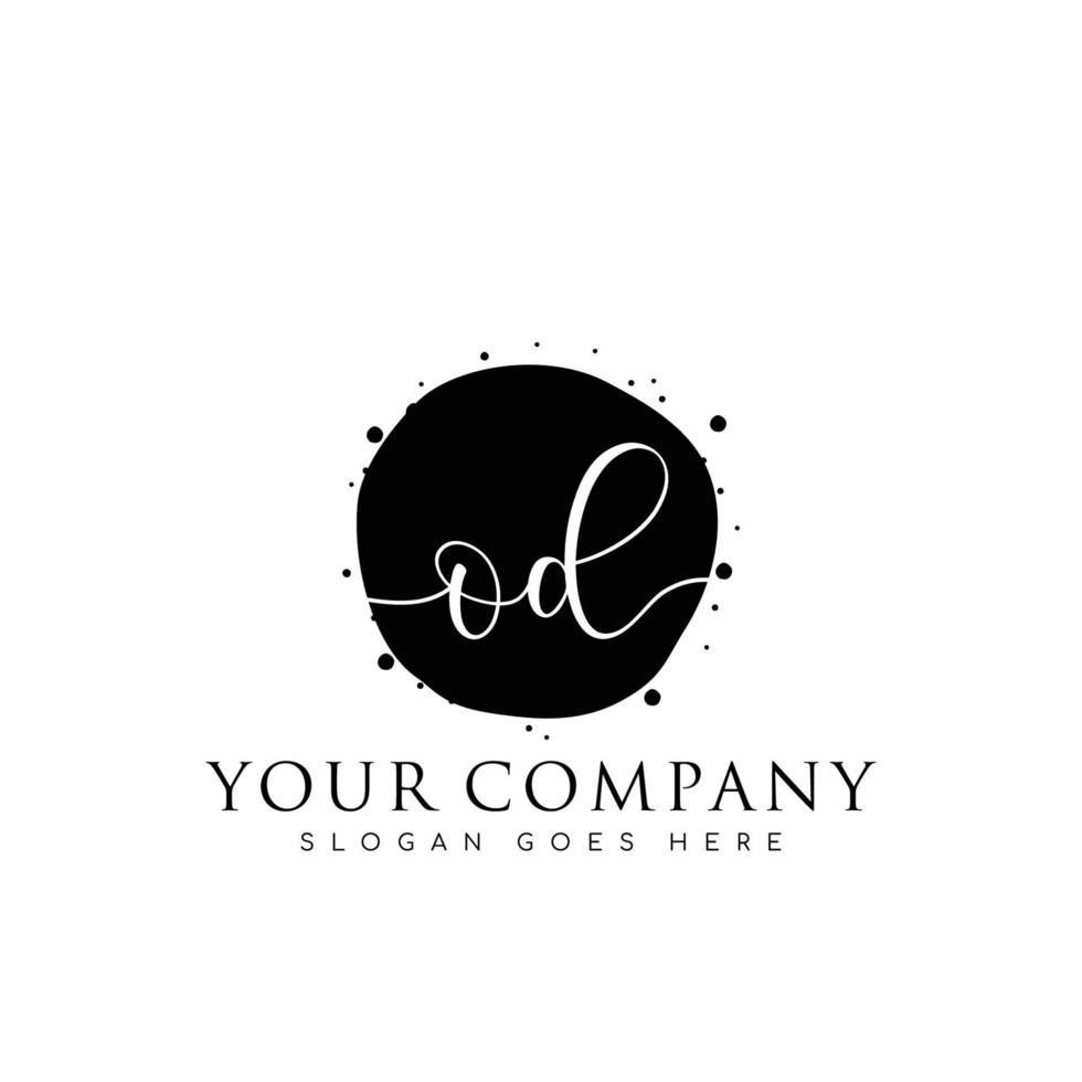 Initial OD beauty monogram and elegant logo design, handwriting logo of initial signature, wedding, fashion, floral and botanical with creative template. vector