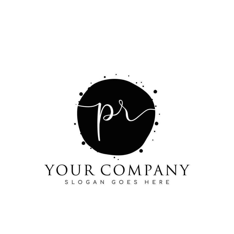 Initial PR beauty monogram and elegant logo design, handwriting logo of initial signature, wedding, fashion, floral and botanical with creative template. vector