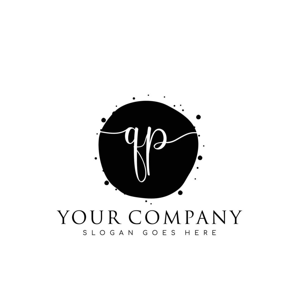 Initial QP beauty monogram and elegant logo design, handwriting logo of initial signature, wedding, fashion, floral and botanical with creative template. vector