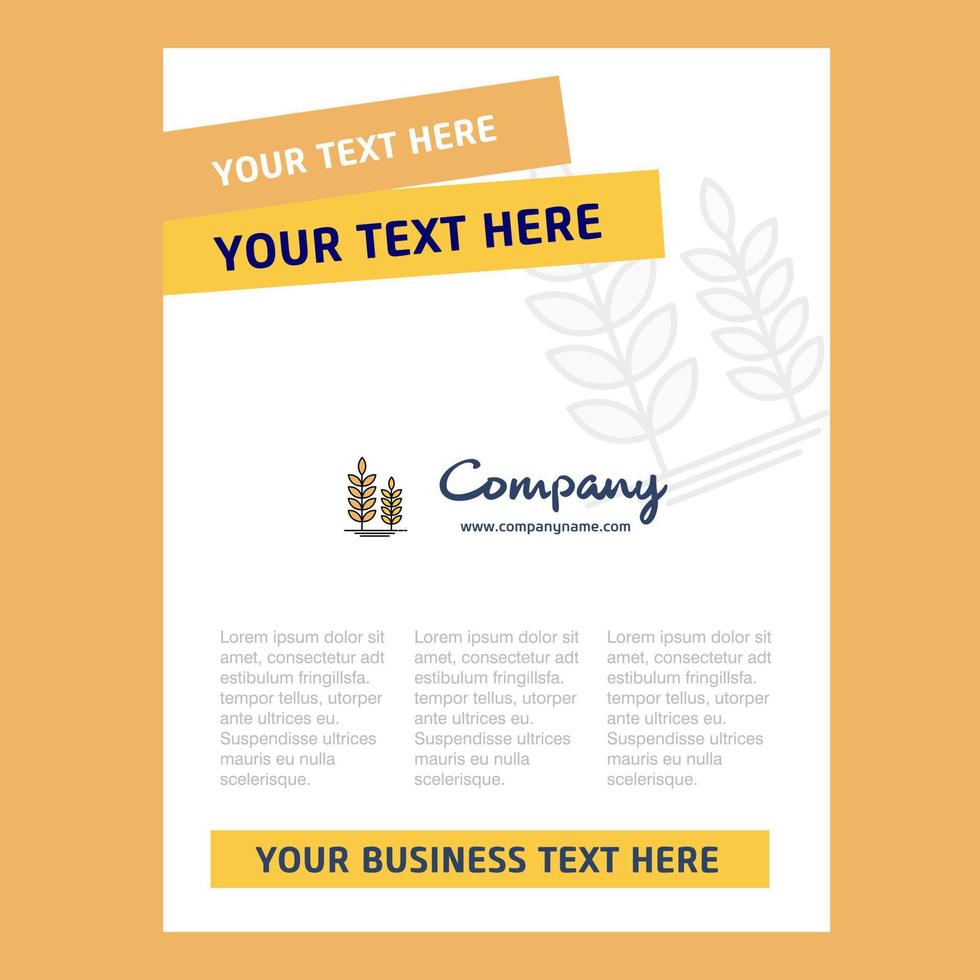 Wheat Title Page Design for Company profile annual report presentations leaflet Brochure Vector Background