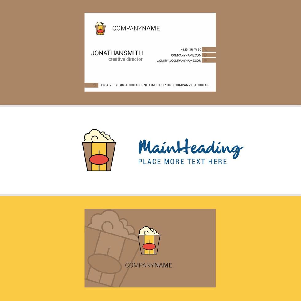 Beautiful Pop corn Logo and business card vertical Design Vector