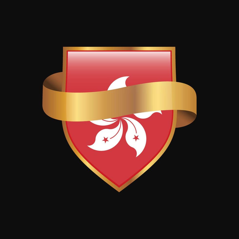 Hongkong flag Golden badge design vector