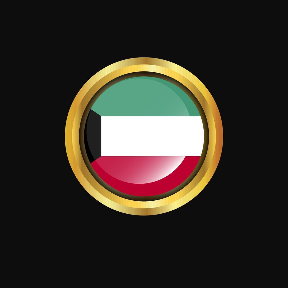 Kuwait flag Golden button vector