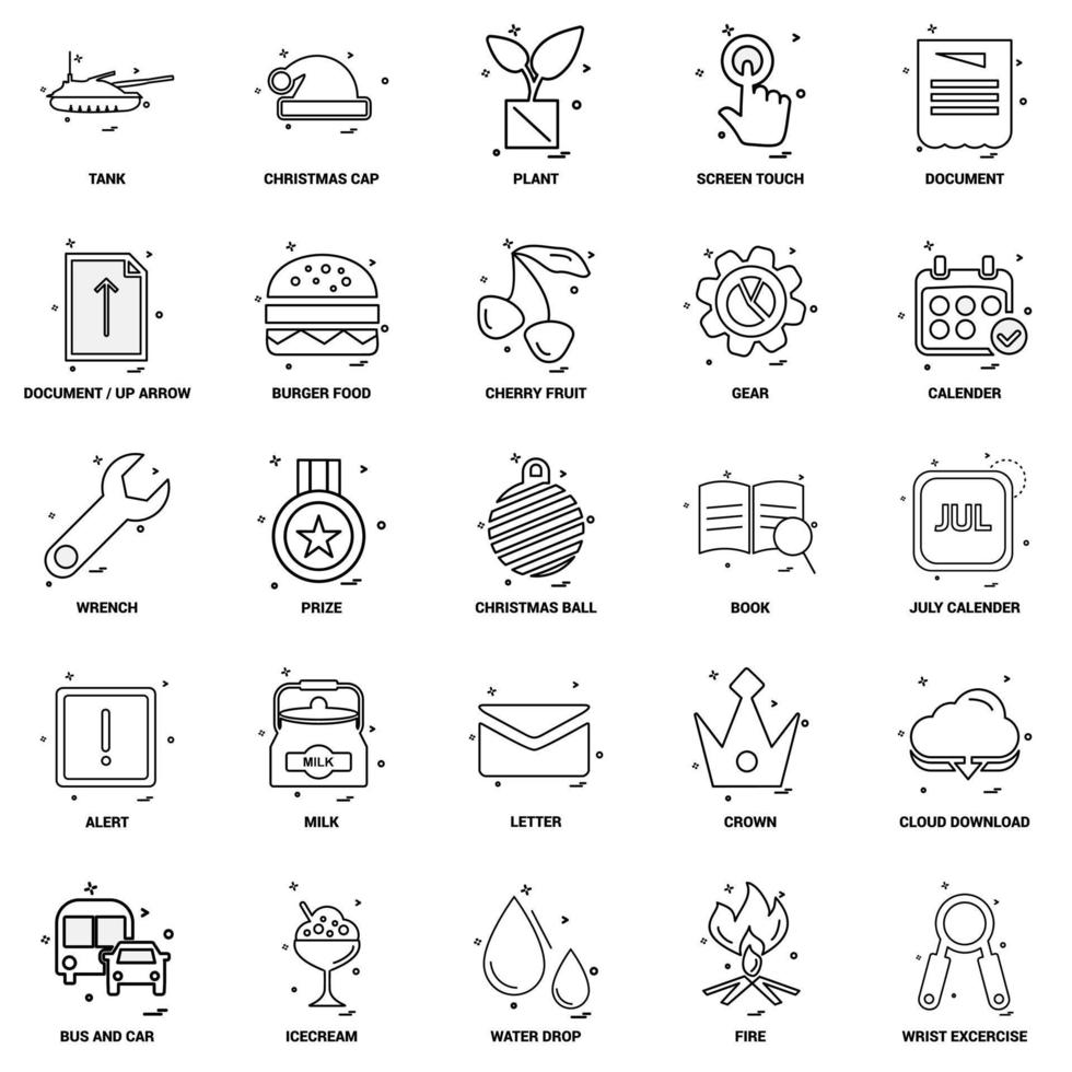 25 conjunto de iconos de línea de mezcla de concepto de negocio vector