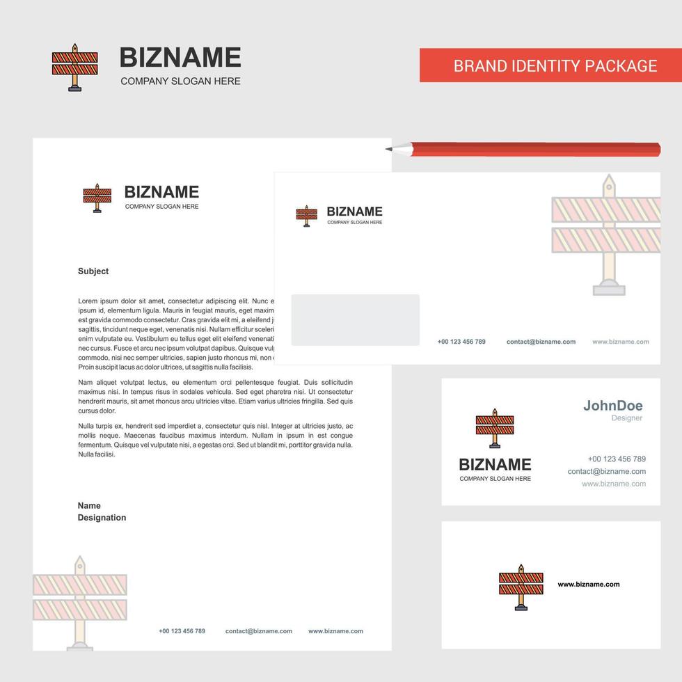 Block road sign Business Letterhead Envelope and visiting Card Design vector template