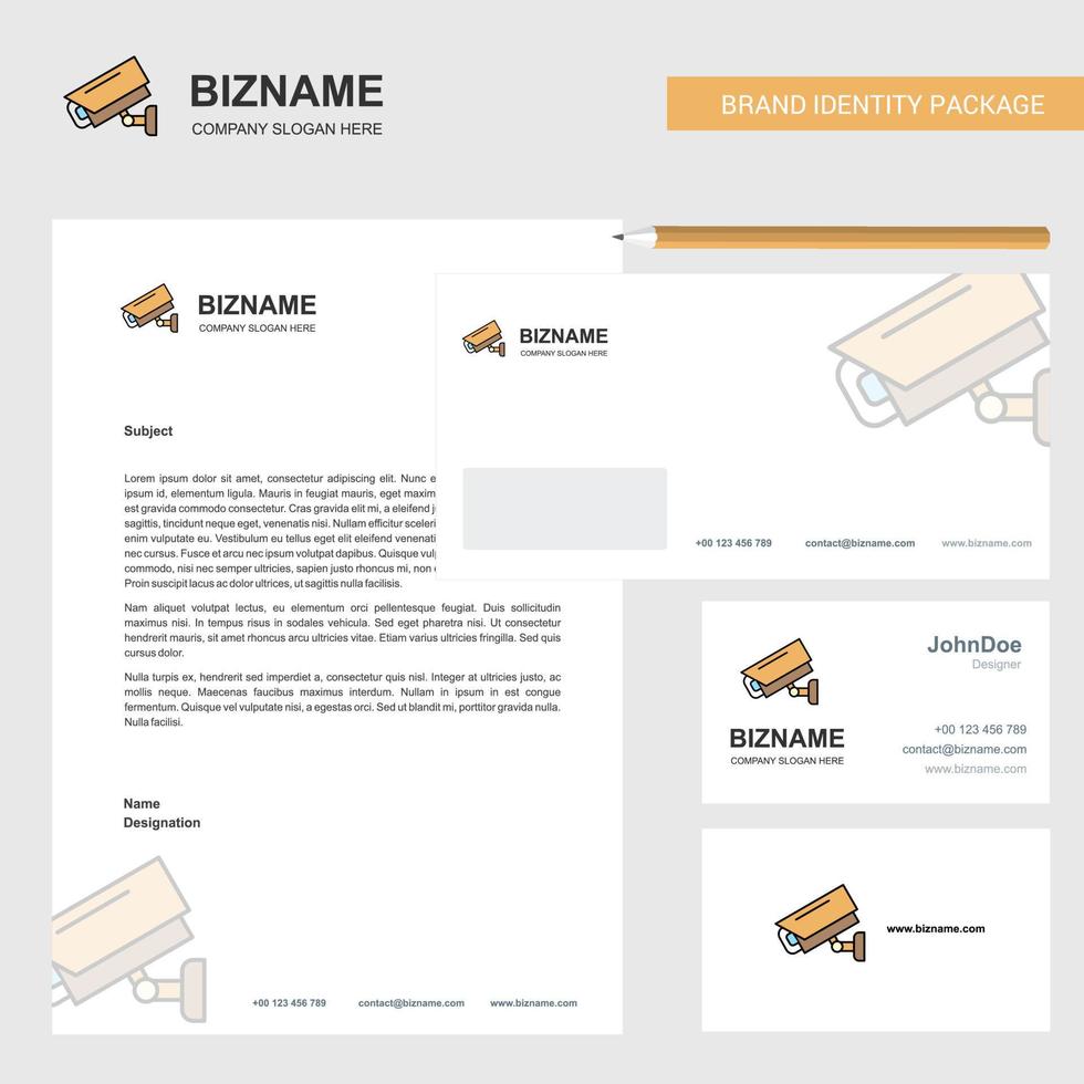 CCTV camera Business Letterhead Envelope and visiting Card Design vector template