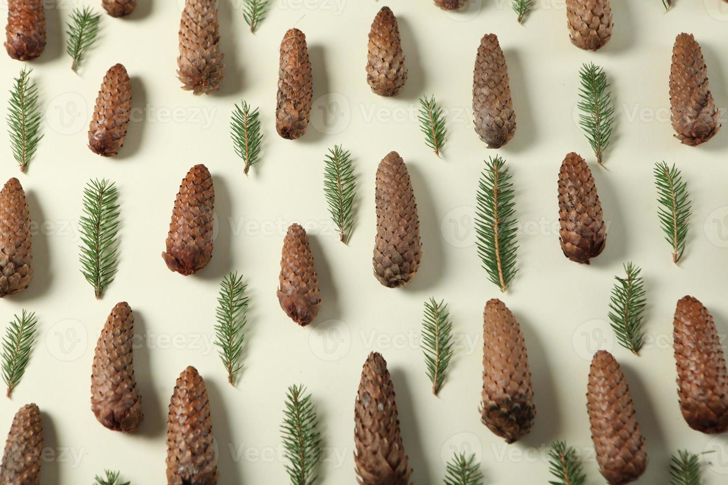Holidays greeting card or banner composition with pine tree branches. Merry Christmas background and Happy New Year 2023. photo
