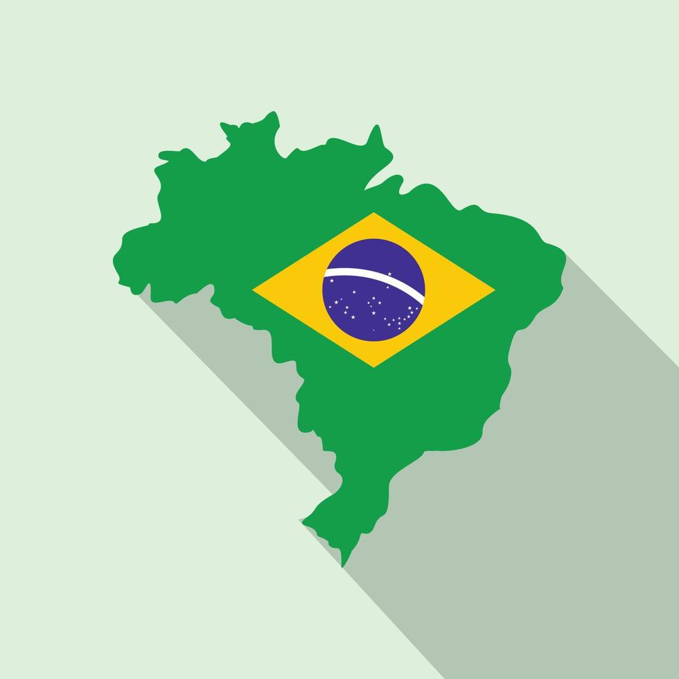 mapa de brasil con la imagen de la bandera nacional vector