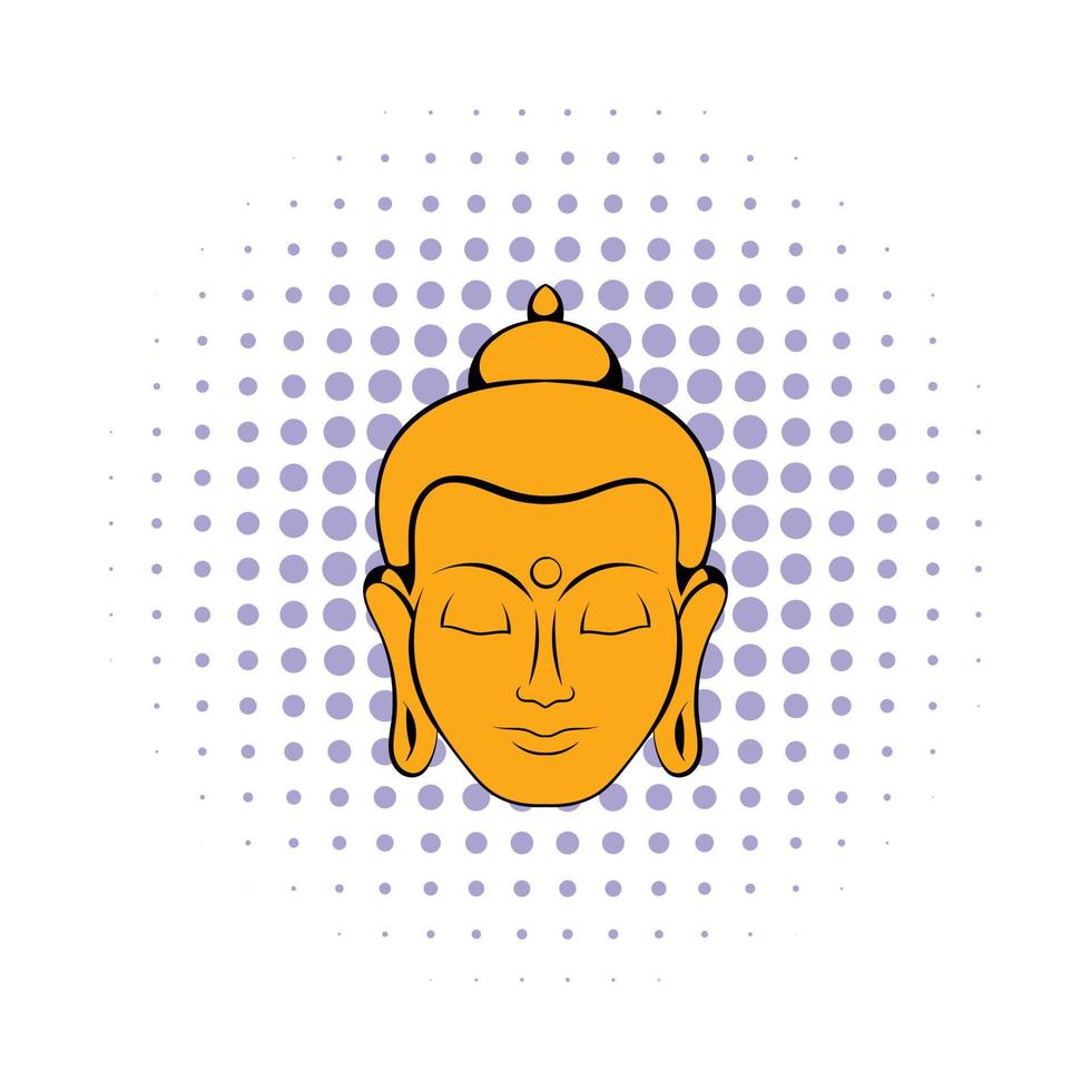 Head of Buddha icon, comics style vector