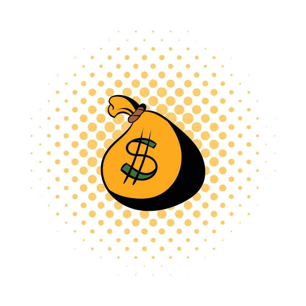 Money bag or sack icon, comics style vector