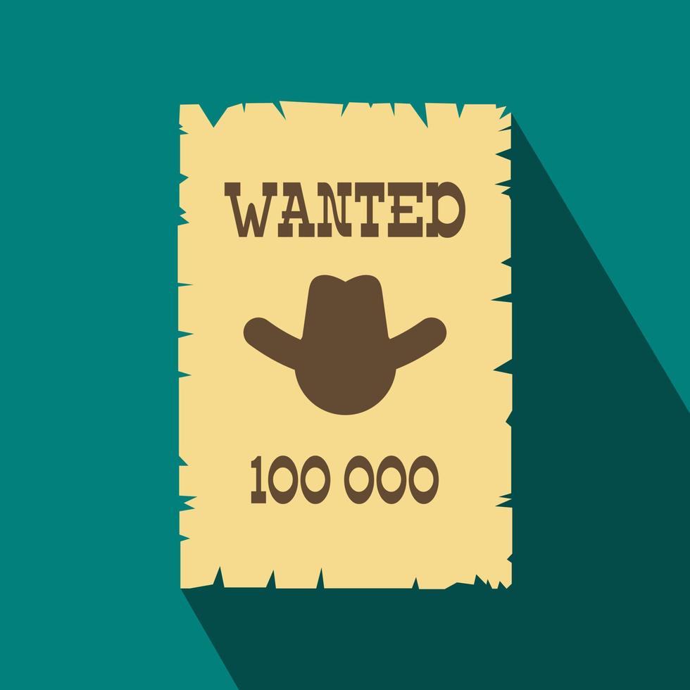 Vintage wanted poster flat icon vector