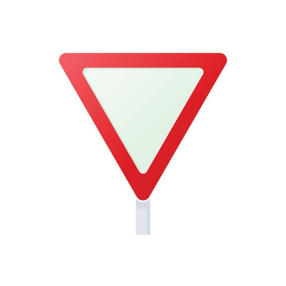Yield triangular road sign icon, cartoon style vector