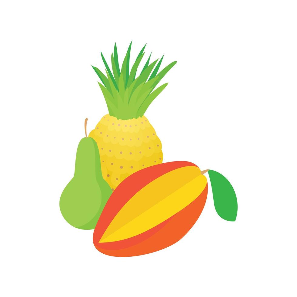 surtido, de, fruta, icono, caricatura, estilo vector