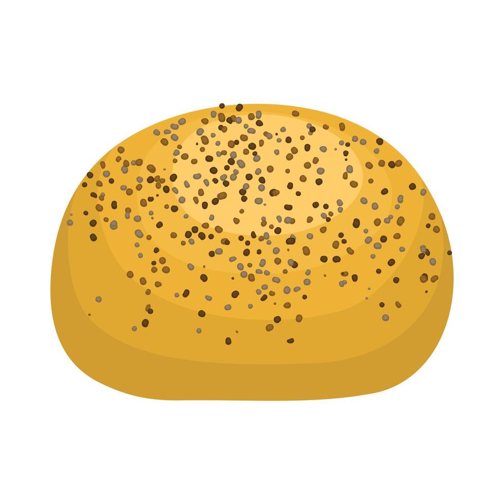 Bun with poppy seeds icon, realistic style vector